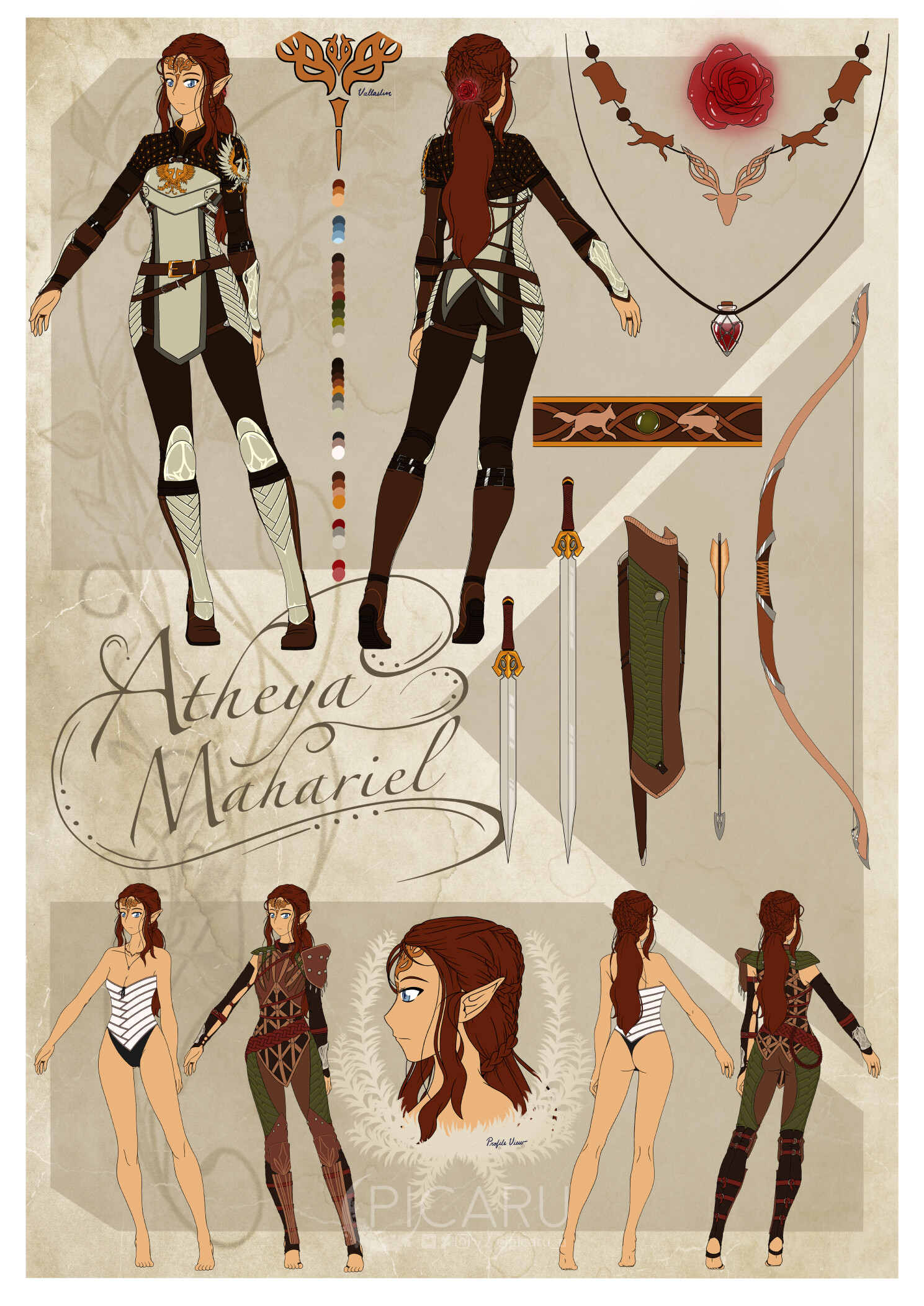 Picaru Winchester - [Character Design] Warden Atheya Mahariel Character  Sheets (Dragon Age: Origins)